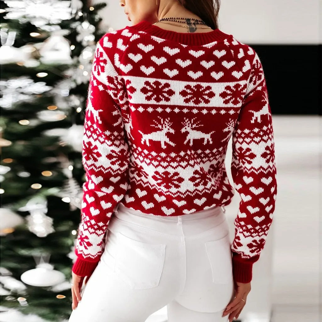 Lisa | Xmas Moose Print Pullover