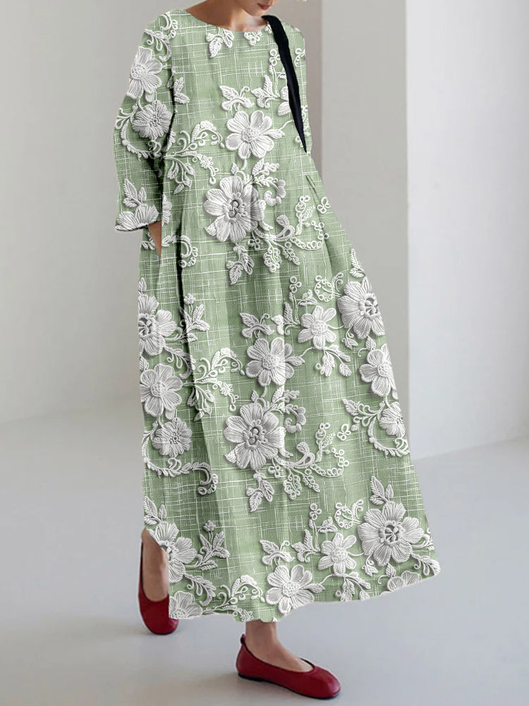 Sophia | Maxikleid Sommer mit Blumendruck und 3/4 Ärmeln für Damen
