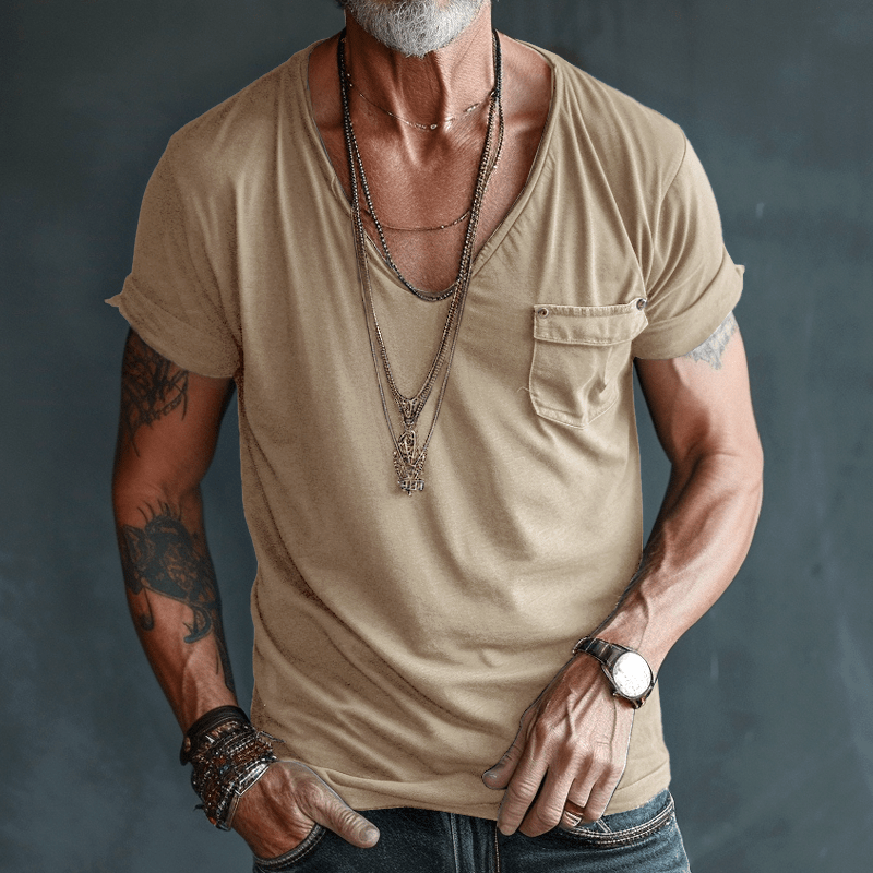 Dirk | Herren T-Shirt V-Ausschnitt aus Kämmerstoff für Männer