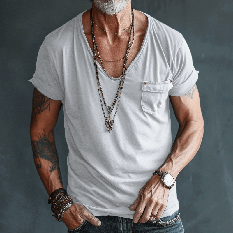 Dirk | Herren T-Shirt V-Ausschnitt aus Kämmerstoff für Männer