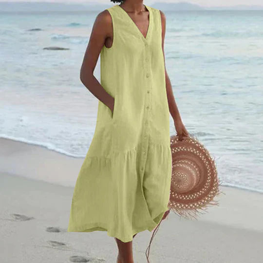 Marie | Hochwertiges Leinenkleid Damen in Zartrosa für Sommer