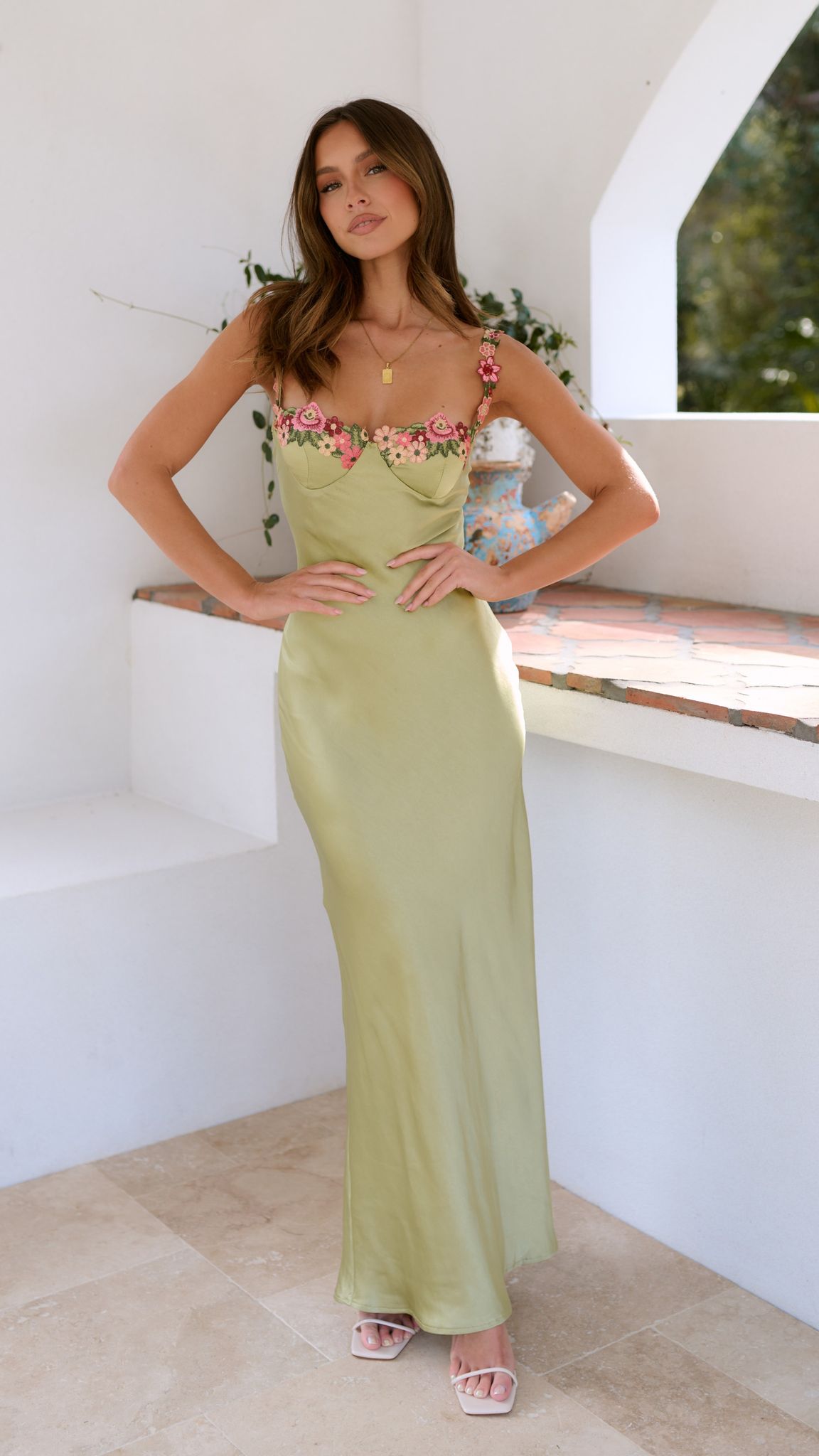 Martina | Maxikleid Sommer mit Blumenmuster für Damen, Elegantes Lange Kleid
