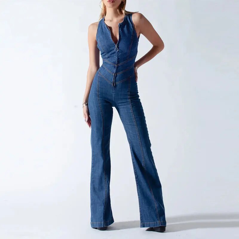 Luna Retro-Denim-Jumpsuit – Hochwertiger Denim-3