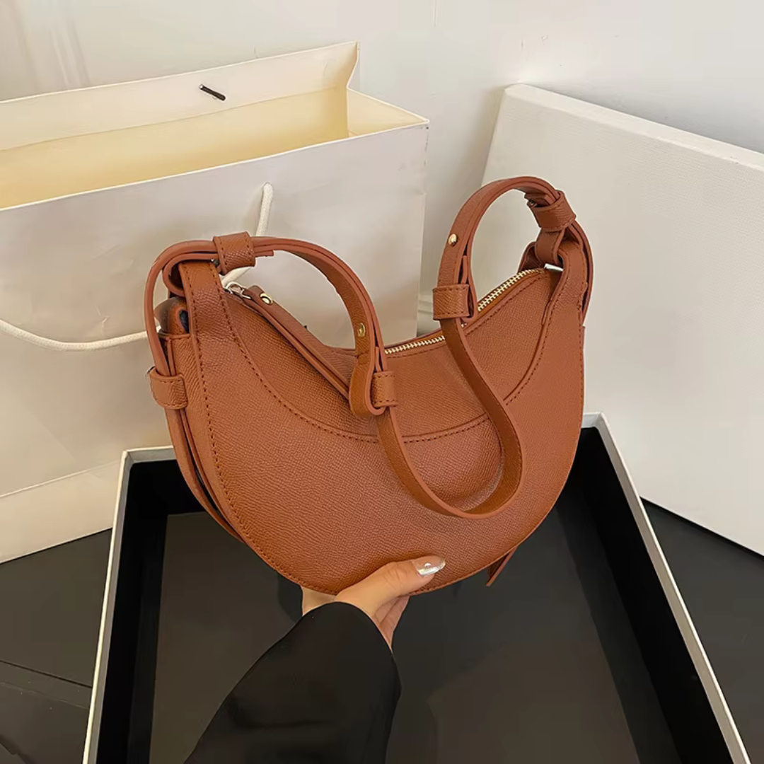 Halima | Umhängetasche Damen im Halbmonddesign - Elegant Schwarz, Vielseitig Tragbar als Crossbody Bag 4