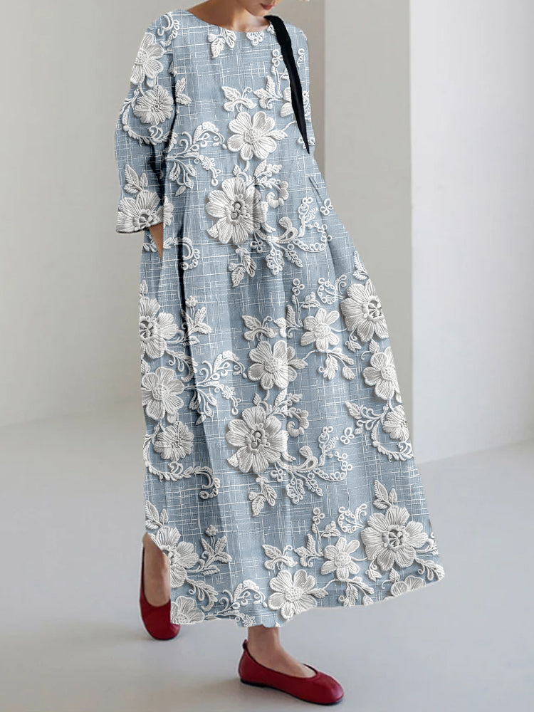 Anovia | Maxikleid Sommer mit Blumendruck und 3/4 Ärmeln für Damen 4
