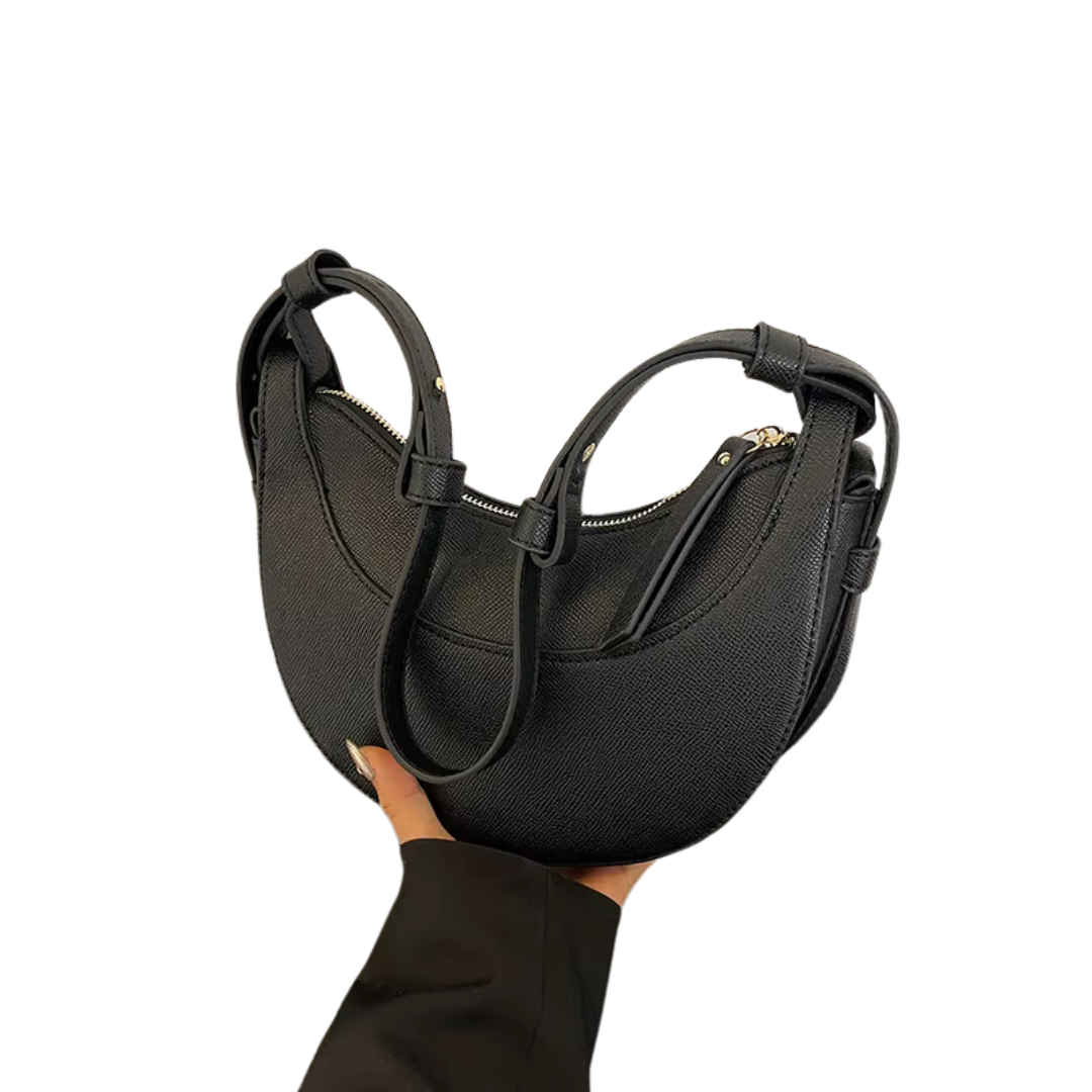 Halima | Umhängetasche Damen im Halbmonddesign - Elegant Schwarz, Vielseitig Tragbar als Crossbody Bag 2