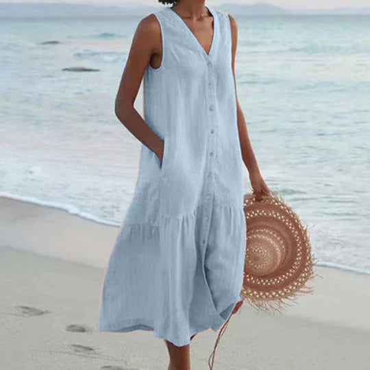 Marie | Hochwertiges Leinenkleid Damen in Zartrosa für Sommer