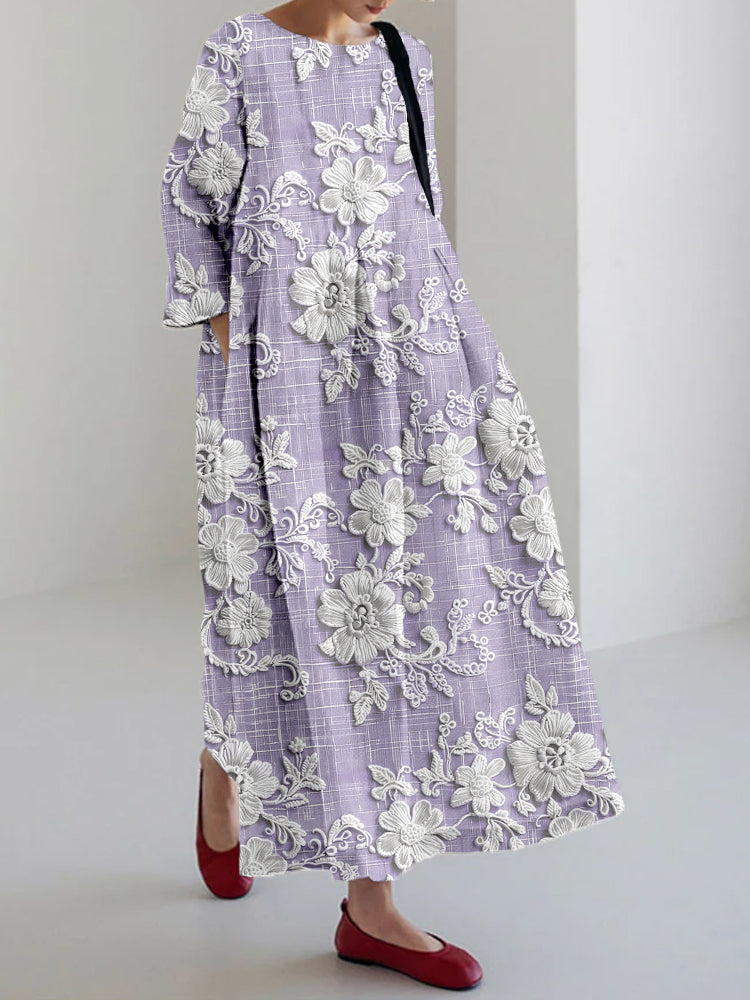 Sophia | Maxikleid Sommer mit Blumendruck und 3/4 Ärmeln für Damen