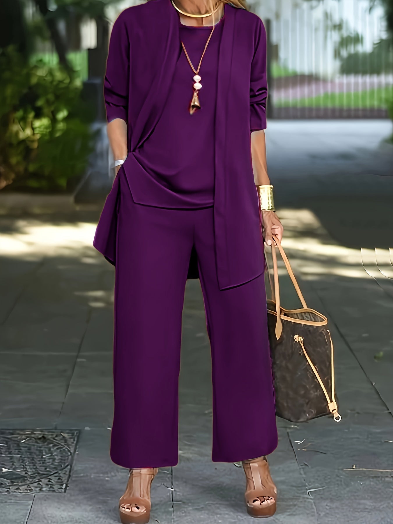Stefanie | Chic Einfarbig Dreiteiliges Set