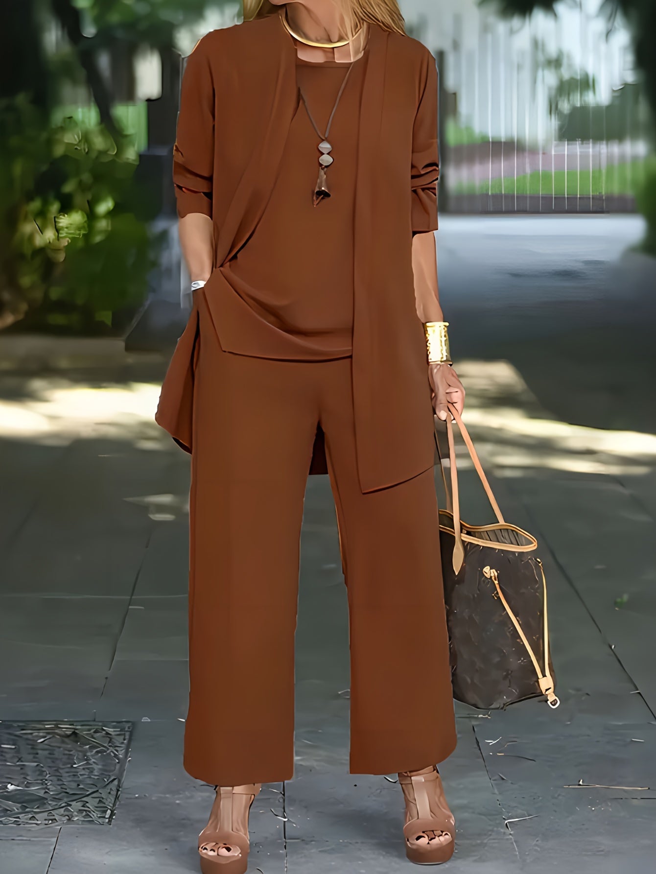 Stefanie | Chic Einfarbig Dreiteiliges Set