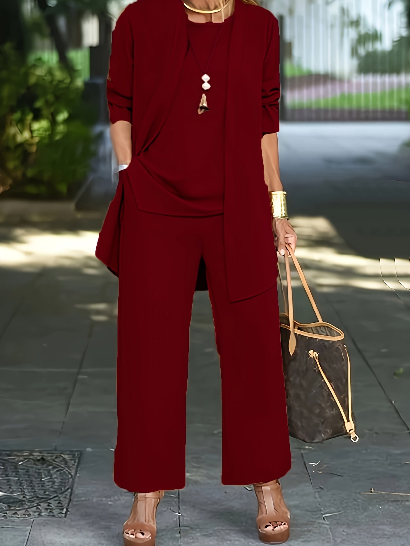 Stefanie | Chic Einfarbig Dreiteiliges Set