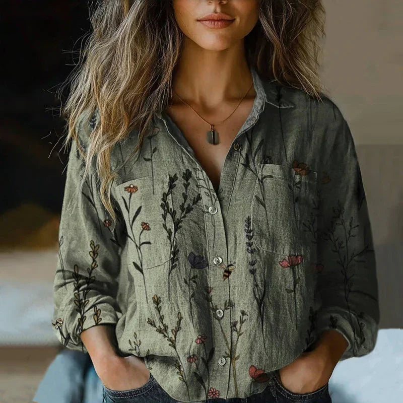 Sabrina | Damenbluse mit Ethno-Print Vintage-Stil