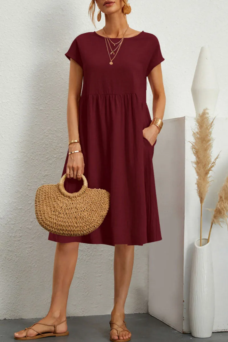 Meli | Lässiges Damenkleid mit kurzen Ärmeln aus hochwertiger Baumwolle