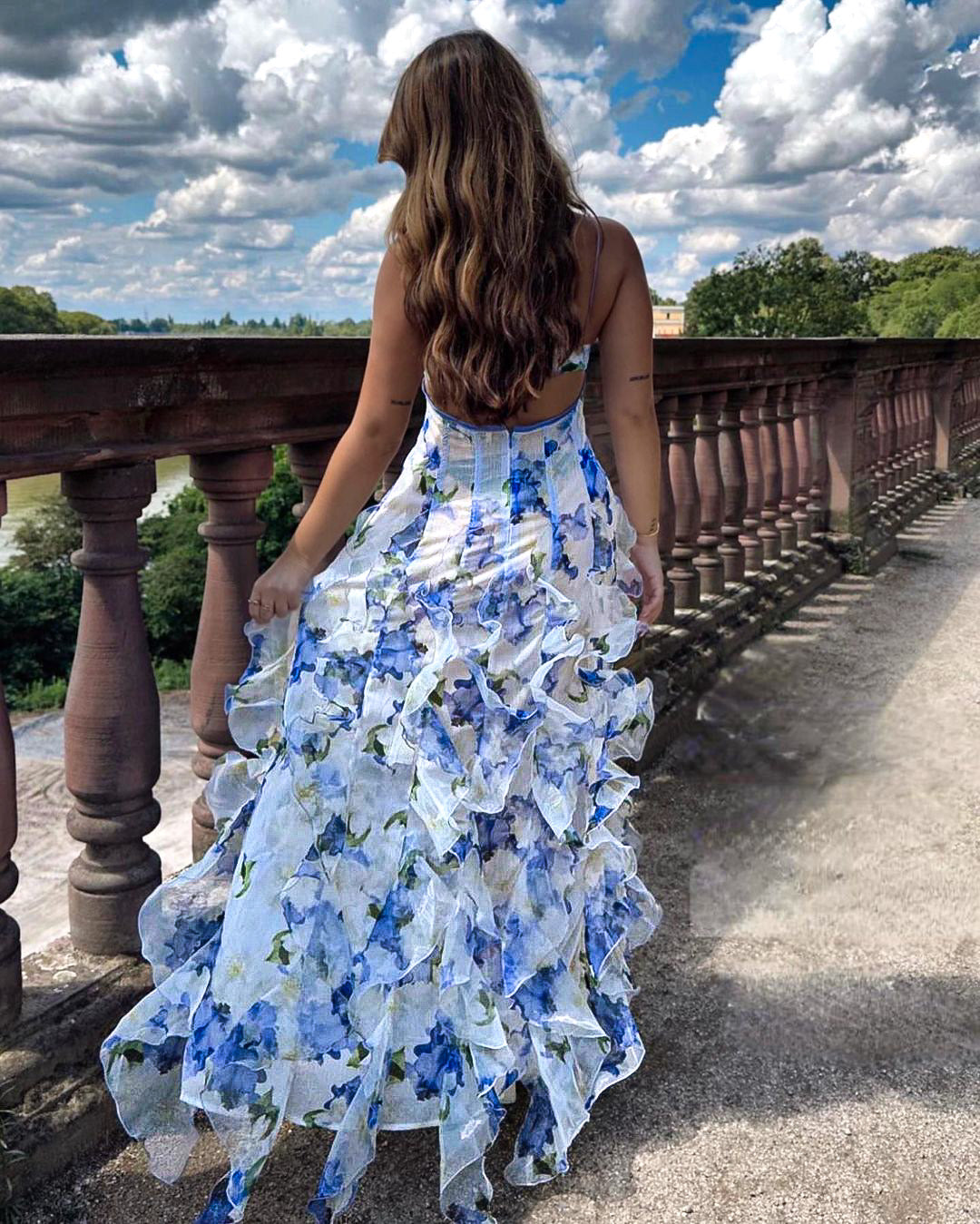 Evelyn | Maxikleid Sommer mit Blumendruck für Damen, Festlich und Elegant