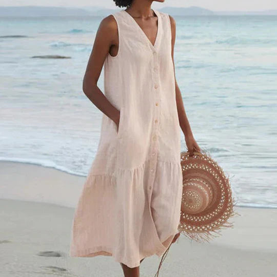 Variant image for Marie | Hochwertiges Leinenkleid Damen in Zartrosa für Sommer-49