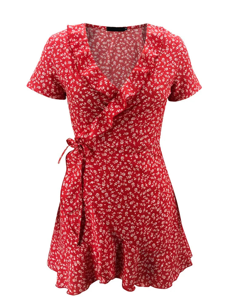 Flora | A-Linien Kleid Damen mit V-Ausschnitt und Floral Design