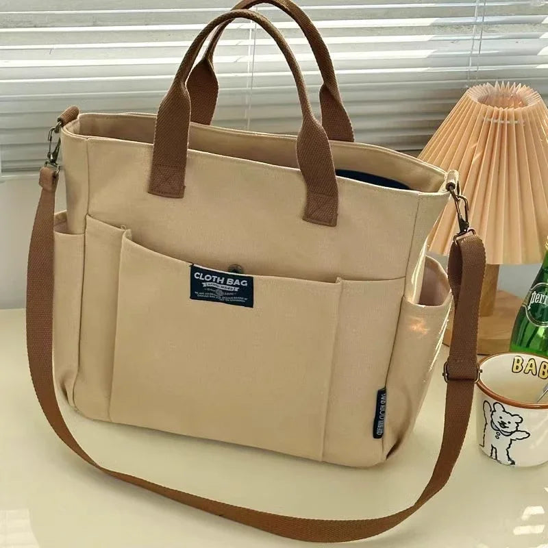 Lila | Schultertasche Damen aus Hochwertiger Leinwand mit Verstellbarem Schultergurt und Geräumigem Hauptfach-2