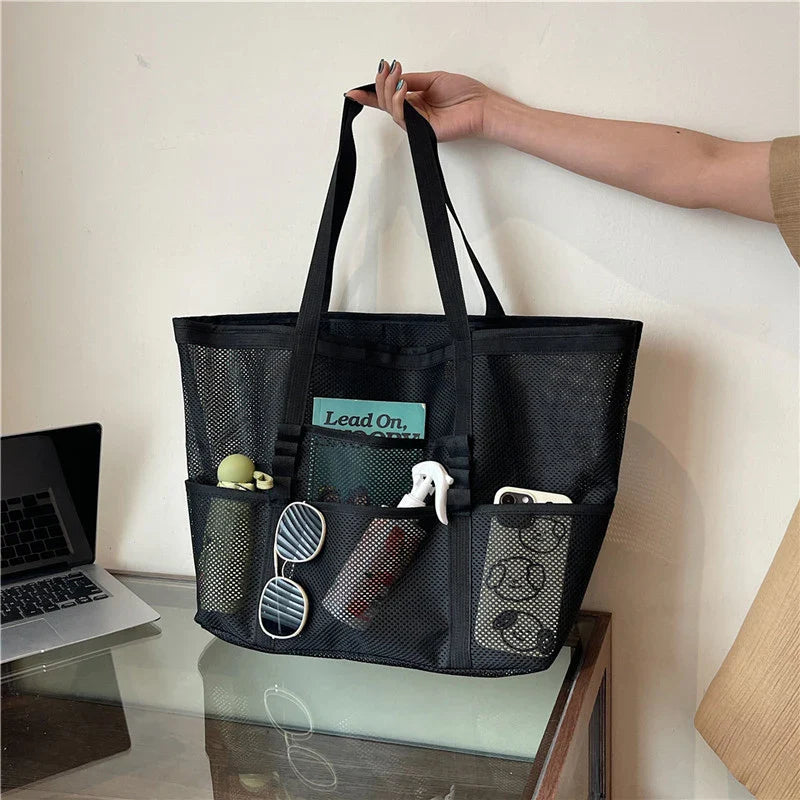 Mira | Große Strandtasche aus leichtem Mesh für Strand und Reisen