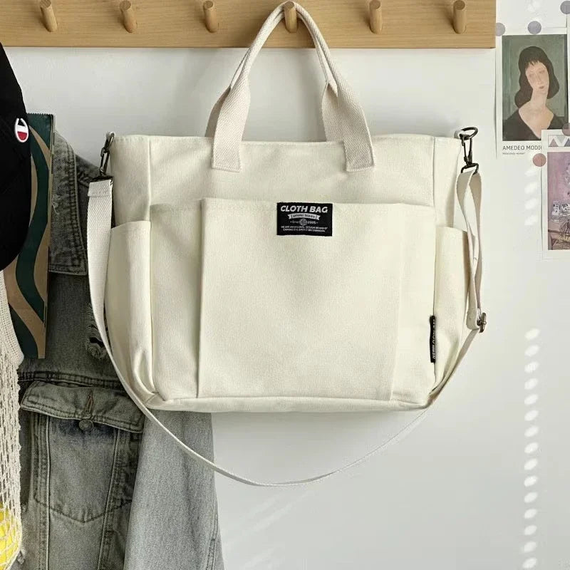 Lila | Schultertasche Damen aus Hochwertiger Leinwand mit Verstellbarem Schultergurt und Geräumigem Hauptfach-3