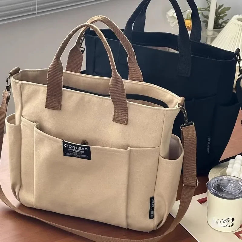 Lila | Schultertasche Damen aus Hochwertiger Leinwand mit Verstellbarem Schultergurt und Geräumigem Hauptfach-1