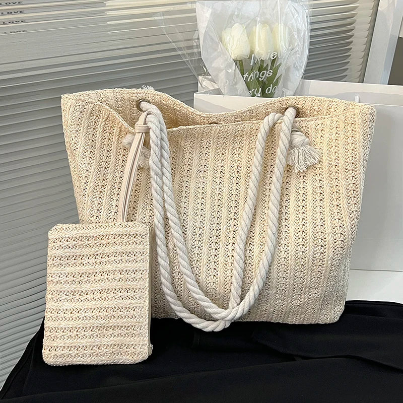 Bali | Große Strandtasche aus Stroh für Strand und Freizeit-1