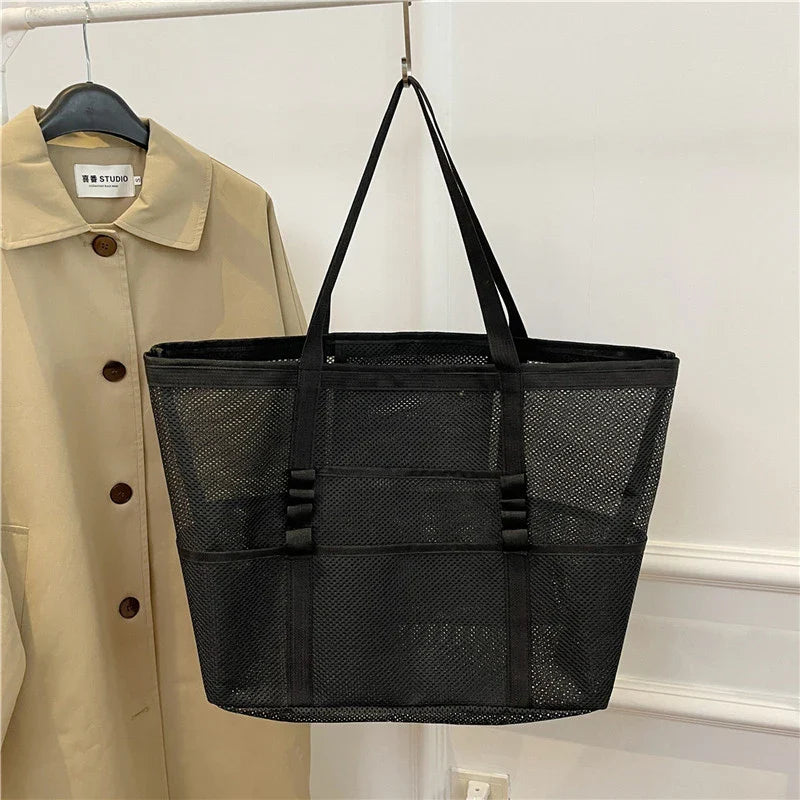 Mira | Große Strandtasche aus leichtem Mesh für Strand und Reisen-4