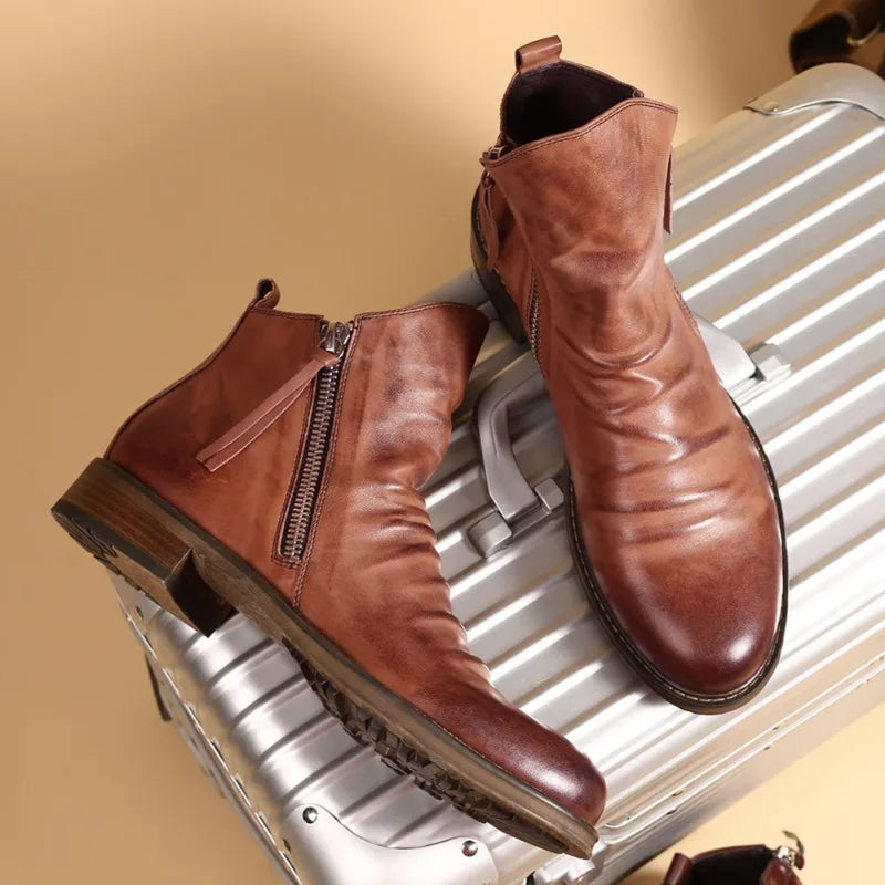 Stephan | Chelsea Stiefel Braun aus Leder für Herren