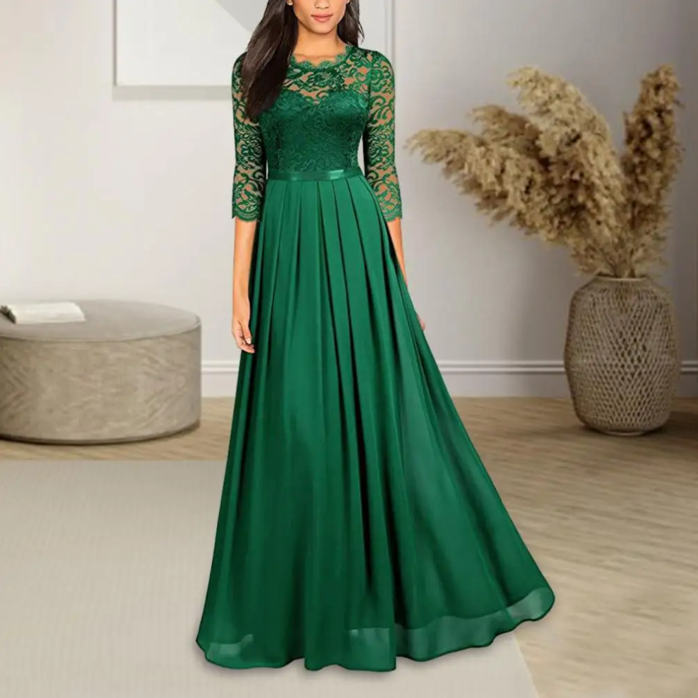 Helena | Abendkleid Lang Rubinrot Elegant mit Raffinierten