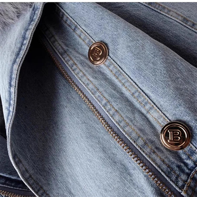 Doreen | Kunstpelzkragen Denim Jacke