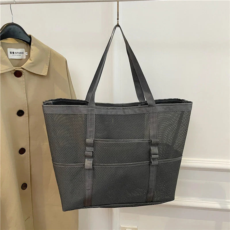 Mira | Große Strandtasche aus leichtem Mesh für Strand und Reisen-3