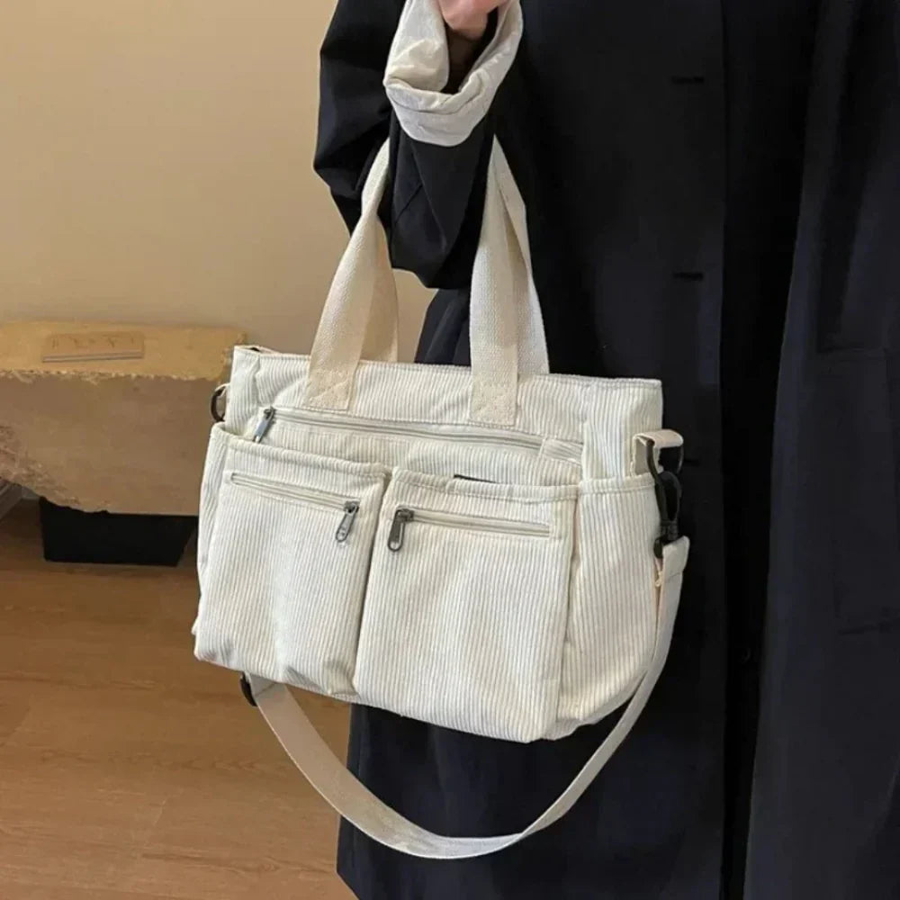Klaudia | Handtasche Damen aus Cord, Luxuriöse Tragetasche für Alltag und Reisen