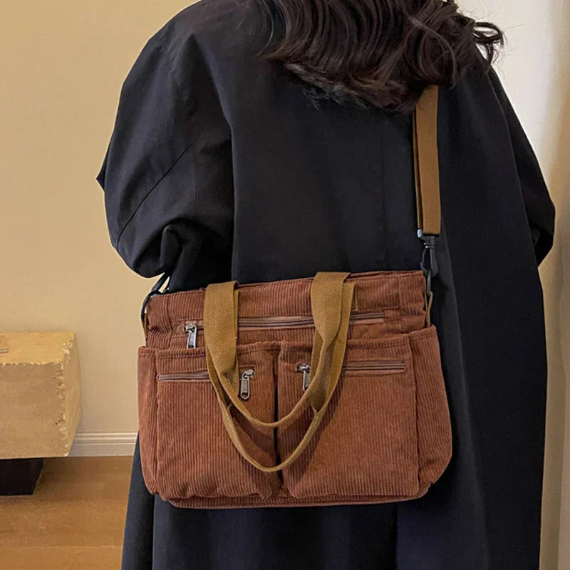 Klaudia | Handtasche Damen aus Cord, Luxuriöse Tragetasche für Alltag und Reisen
