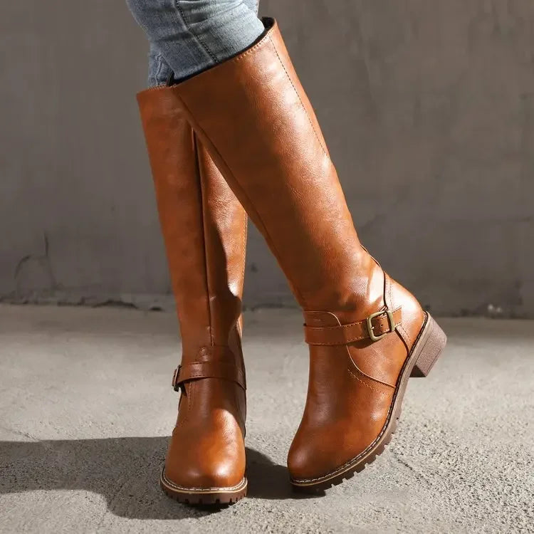 Indy | Schwarze Damenstiefel aus Leder mit Reißverschluss-5