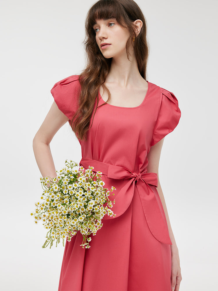 Zara | Rundes Neck Midi Kleid