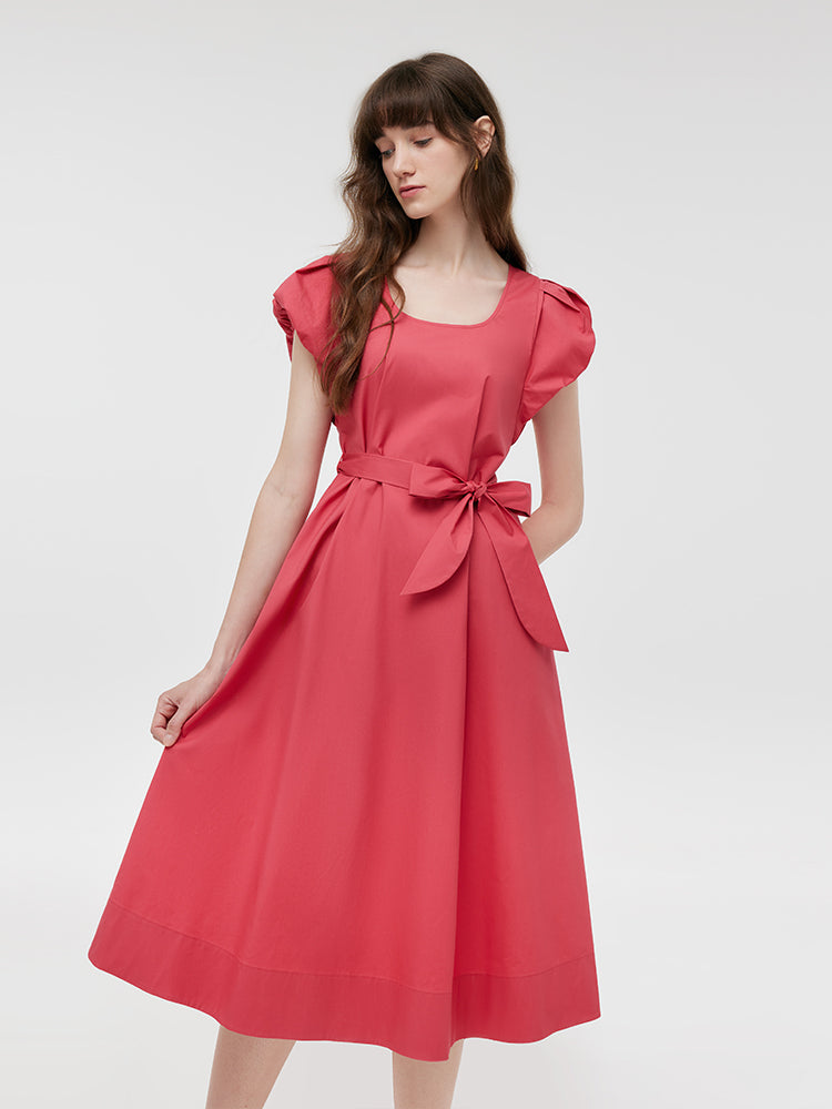 Zara | Rundes Neck Midi Kleid