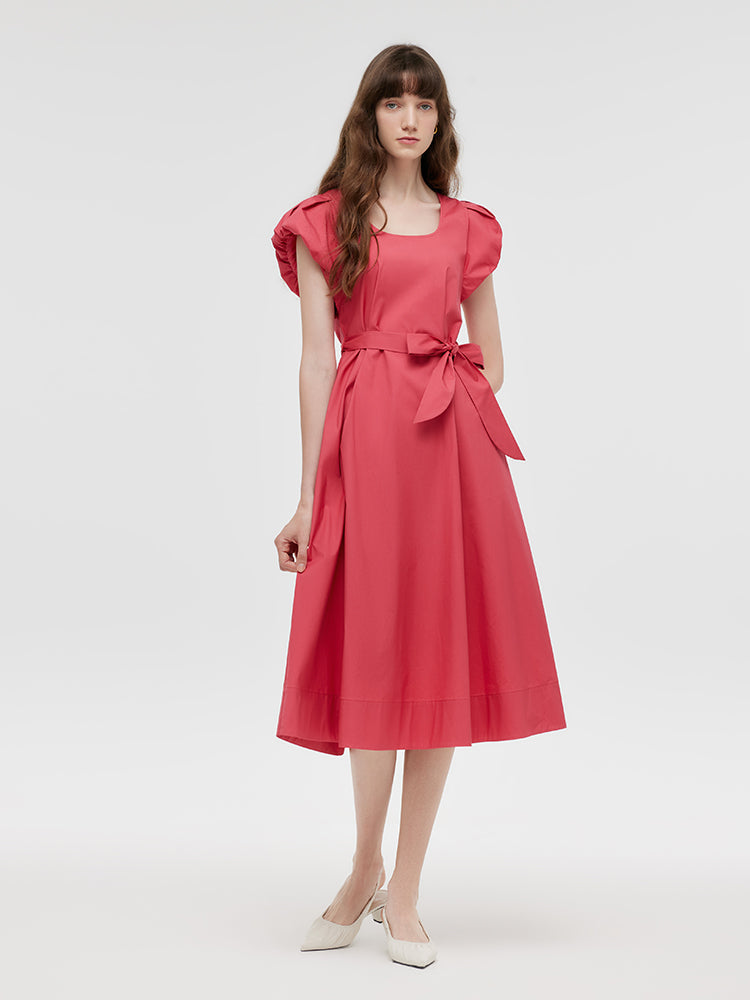 Zara | Rundes Neck Midi Kleid