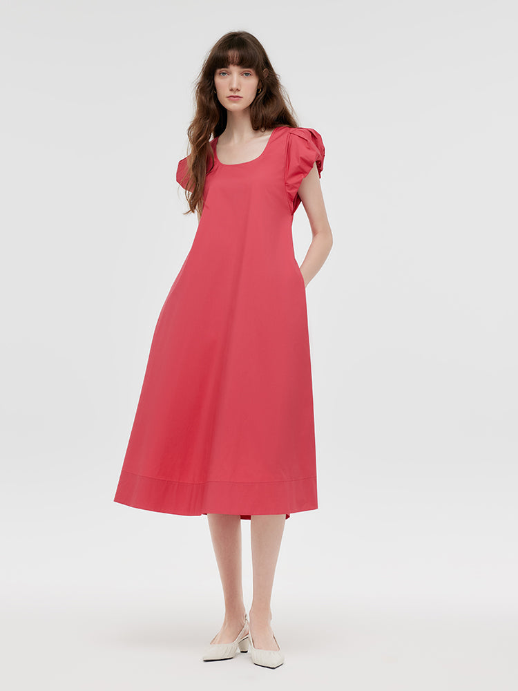 Zara | Rundes Neck Midi Kleid