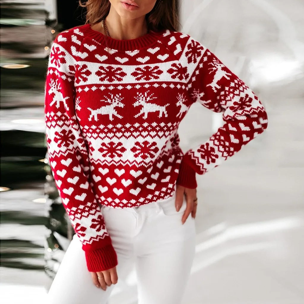 Lisa | Xmas Moose Print Pullover