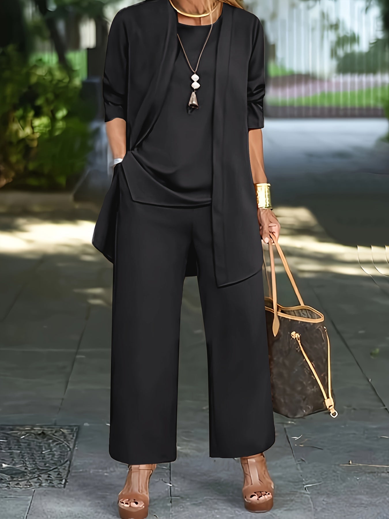 Stefanie | Chic Einfarbig Dreiteiliges Set