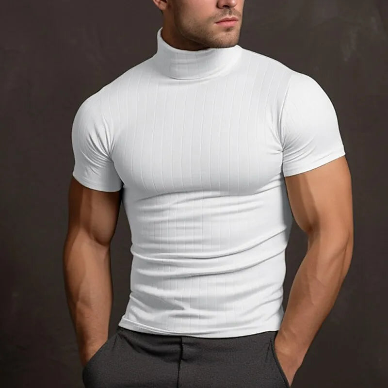 Jasper | T-Shirt in Einfarbig mit Rollkragen