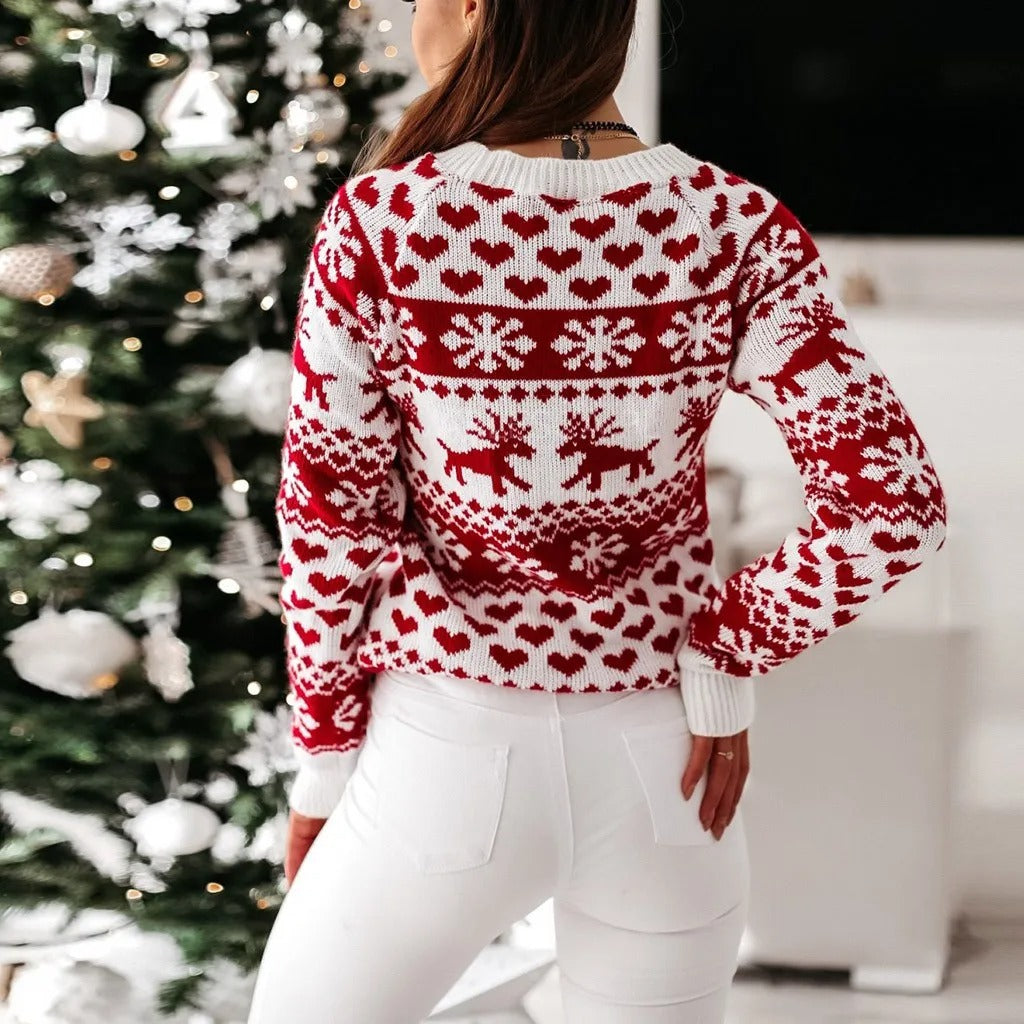 Lisa | Xmas Moose Print Pullover