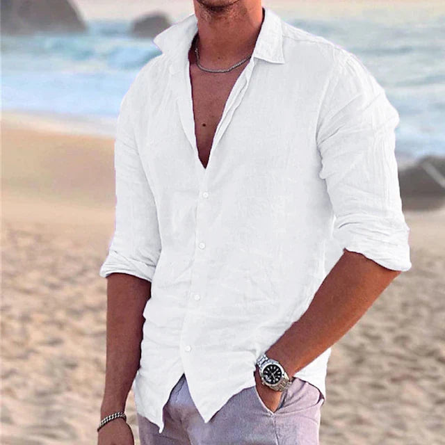 Variant image for Zander Herren Leinenhemd – Baumwoll-Leinen-Mischung, Lässig für Sommer-25