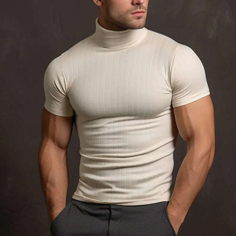 Jasper | T-Shirt in Einfarbig mit Rollkragen