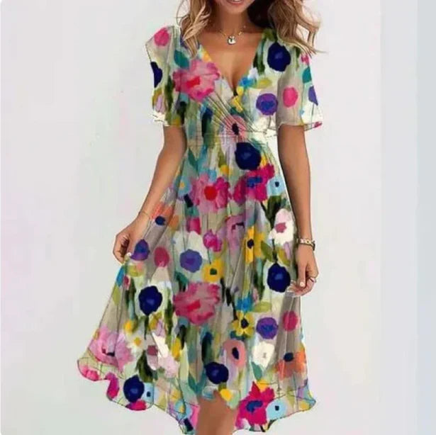 Vicky | Wickelkleid Midi Damen mit V-Ausschnitt für Sommer und Festlichkeiten