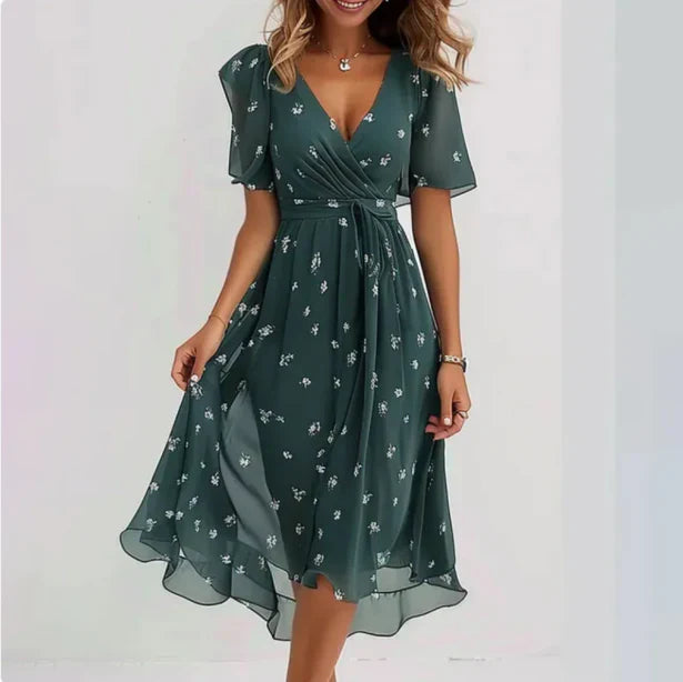 Vicky | Wickelkleid Midi Damen mit V-Ausschnitt für Sommer und Festlichkeiten 4