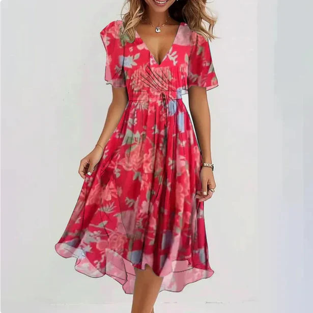 Vicky | Wickelkleid Midi Damen mit V-Ausschnitt für Sommer und Festlichkeiten