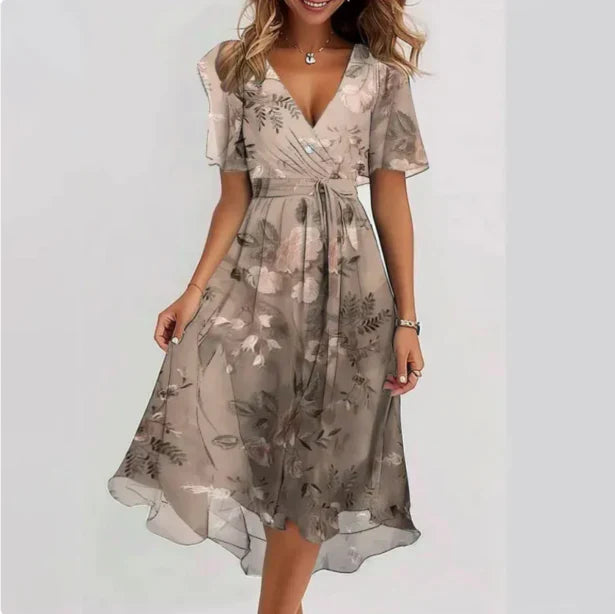 Vicky | Wickelkleid Midi Damen mit V-Ausschnitt für Sommer und Festlichkeiten