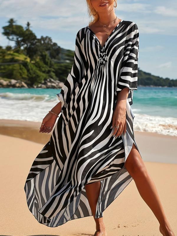 Zebra | Strandkleid Damen im Zebra-Print mit V-Ausschnitt für den Sommer 6