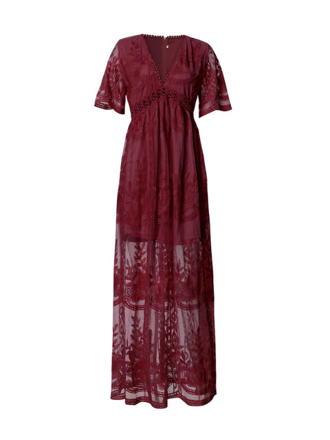 Variant image for Merlinda | Maxikleid Sommer – Fließender Stoff, V-Ausschnitt, Lange Kleider Damen-5
