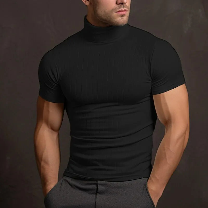 Jasper | T-Shirt in Einfarbig mit Rollkragen
